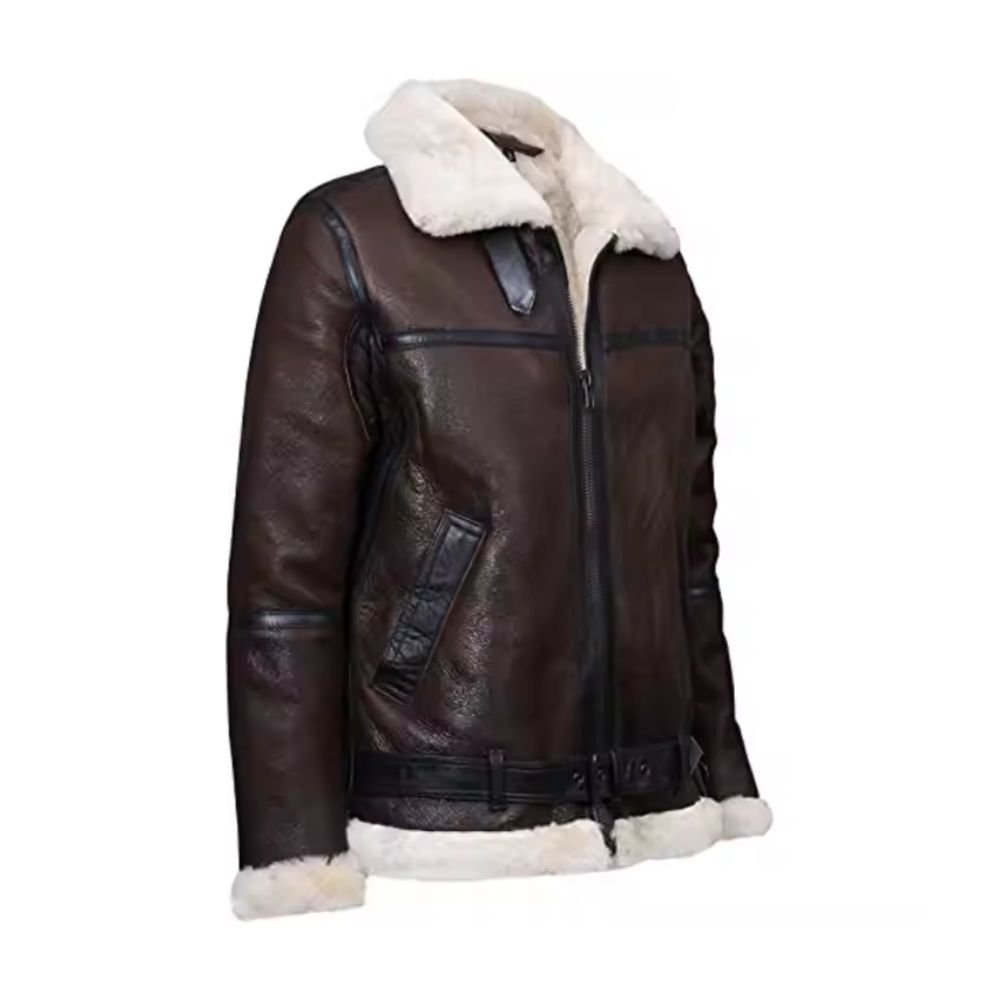 Men Sheepskin B3 Fur Leather Jacket Coat