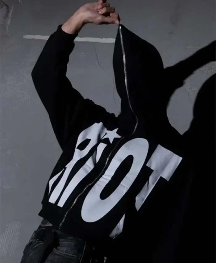 Shop Riot Black Zip Up Fleece Hoodie For