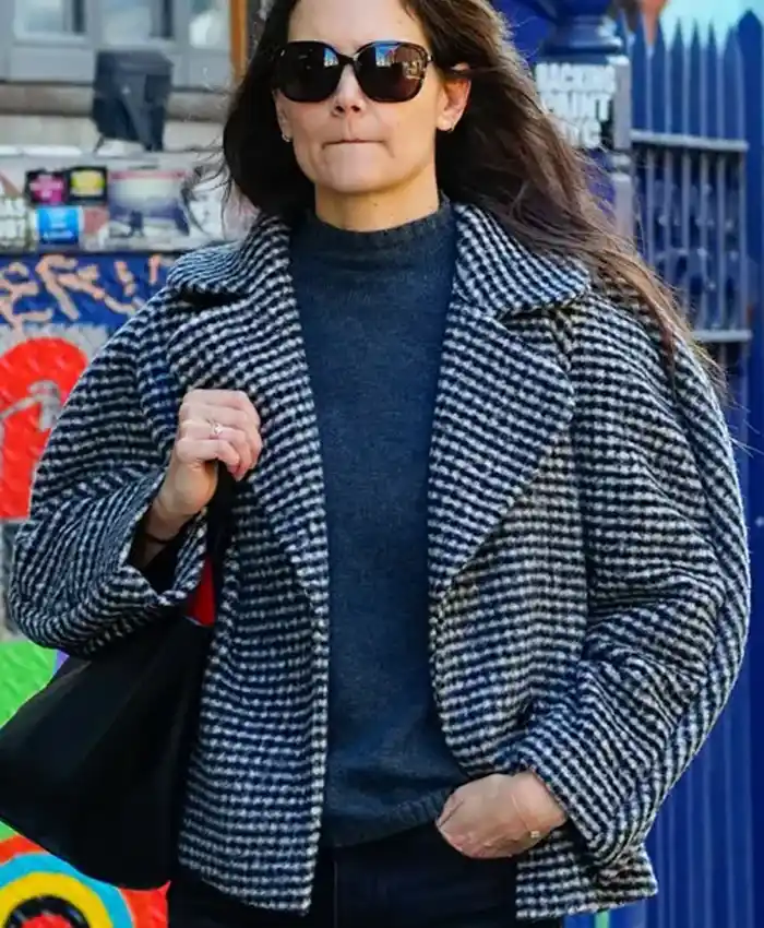 Shop Women Katie Holmes Plaid Texture Jacket For Sale