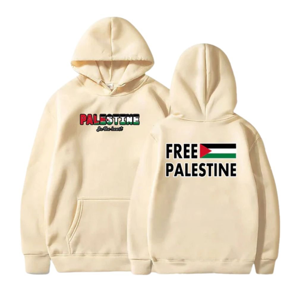 Unisex Beige Free Palestine Hoodie