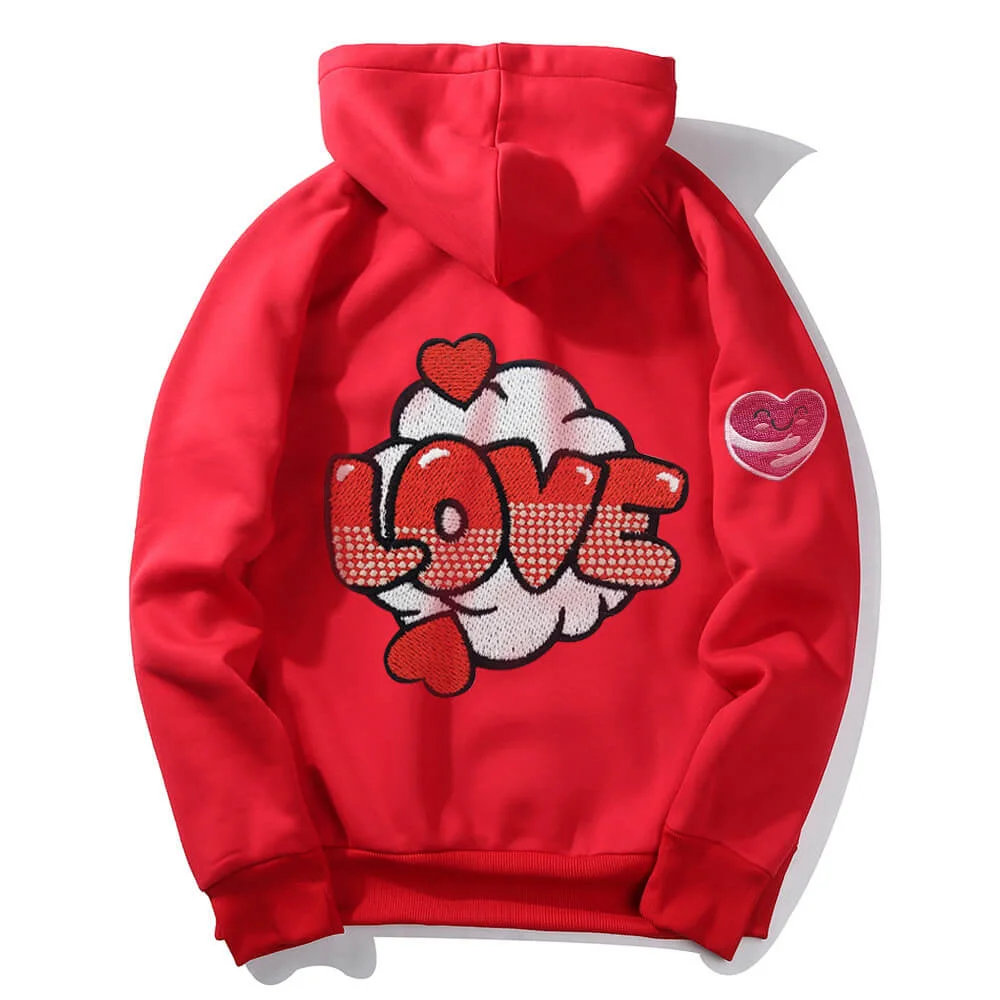 Valentine Embroidered Red Hoodies 1