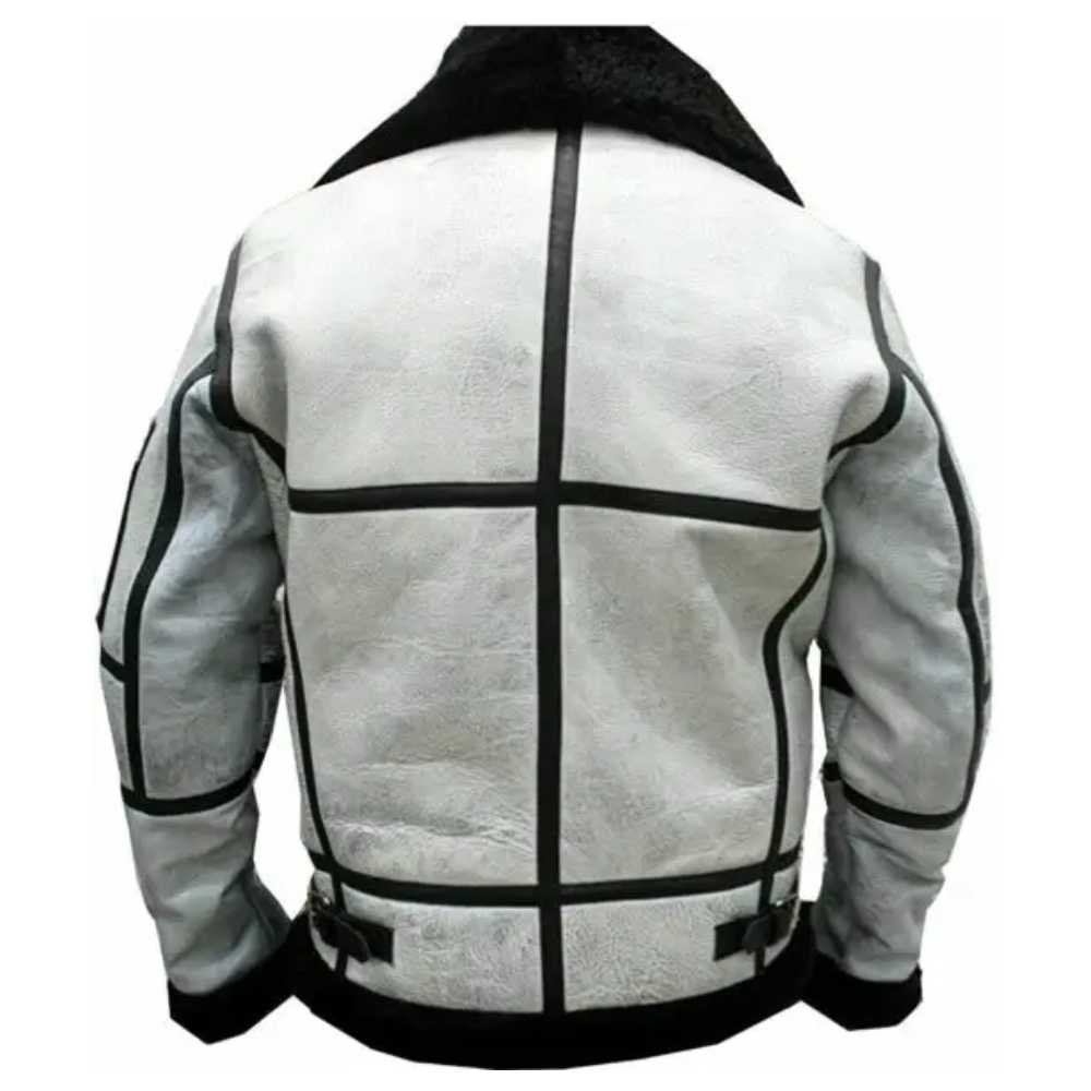 White Leather Aviator Jacket