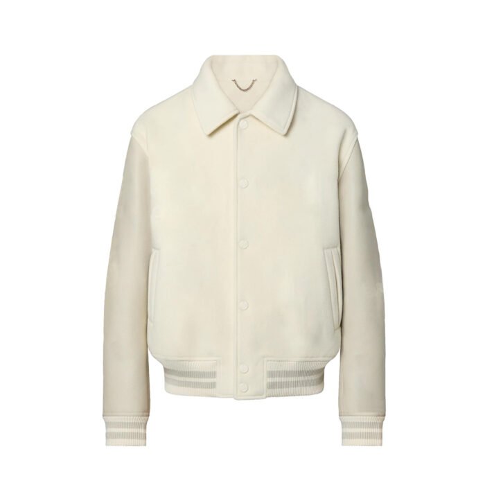 Unisex Off-White Fleece Varsity Jacket