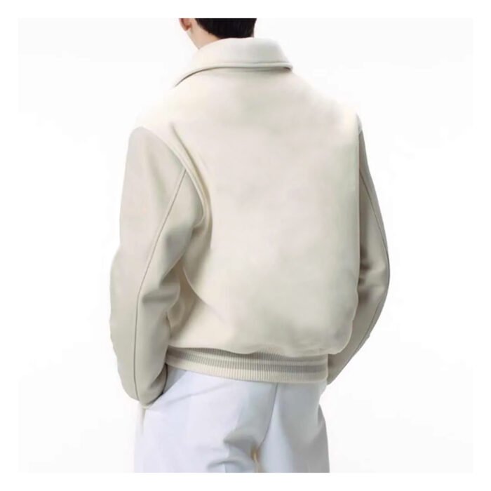 Unisex Off-White Fleece Varsity Jacket
