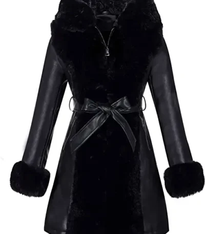 women black leather fur lined jacket