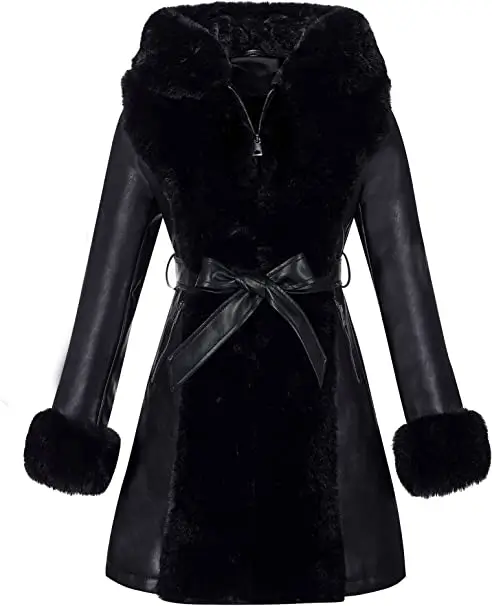 women black leather fur lined jacket