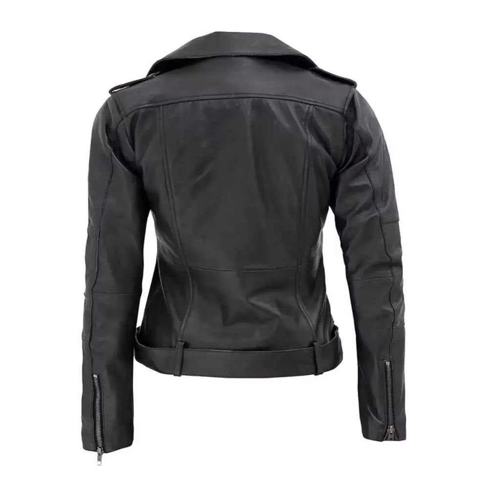 Women Black Leather Motorcycle Jacket