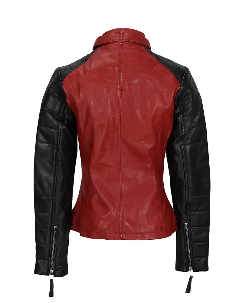 women leather biker jacket