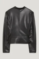 Women's Black Faux Leather Jacket - back look