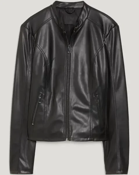 women black faux leather jacket