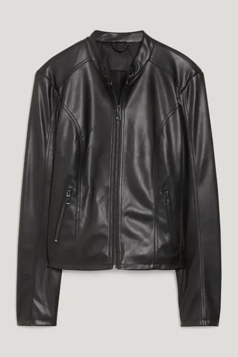 women black faux leather jacket