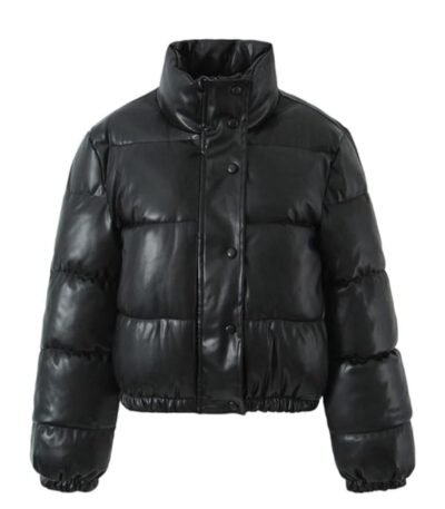Women Faux Leather Puffer Jacket