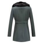 Women Mid Length Green Pea Fur Coat