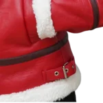 Women's Christmas Red Leather Shearling Lined Jacket - Bottom