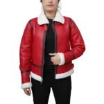 Womens Christmas Shearling Lined Leather Jacket