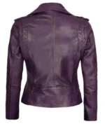 Women's Purple Moto Leather Jacket - Back look