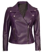 purple women biker jacket