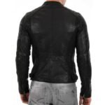 Cafe Racer Black Leather Jacket For Men