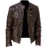 Cafe Racer Brown Biker Leather Jacket
