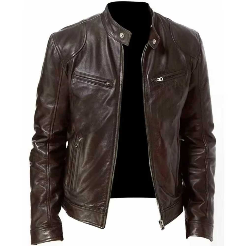 Cafe Racer Brown Biker Leather Jacket