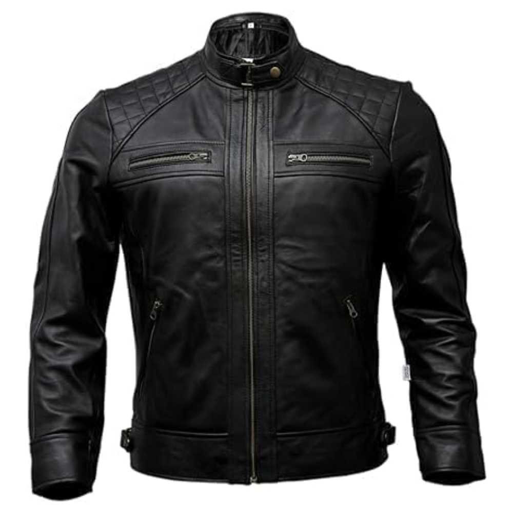 Genuine Black Leather Biker Jacket