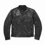 Harley Davidson Black Biker Leather Jacket - Skull Reflective