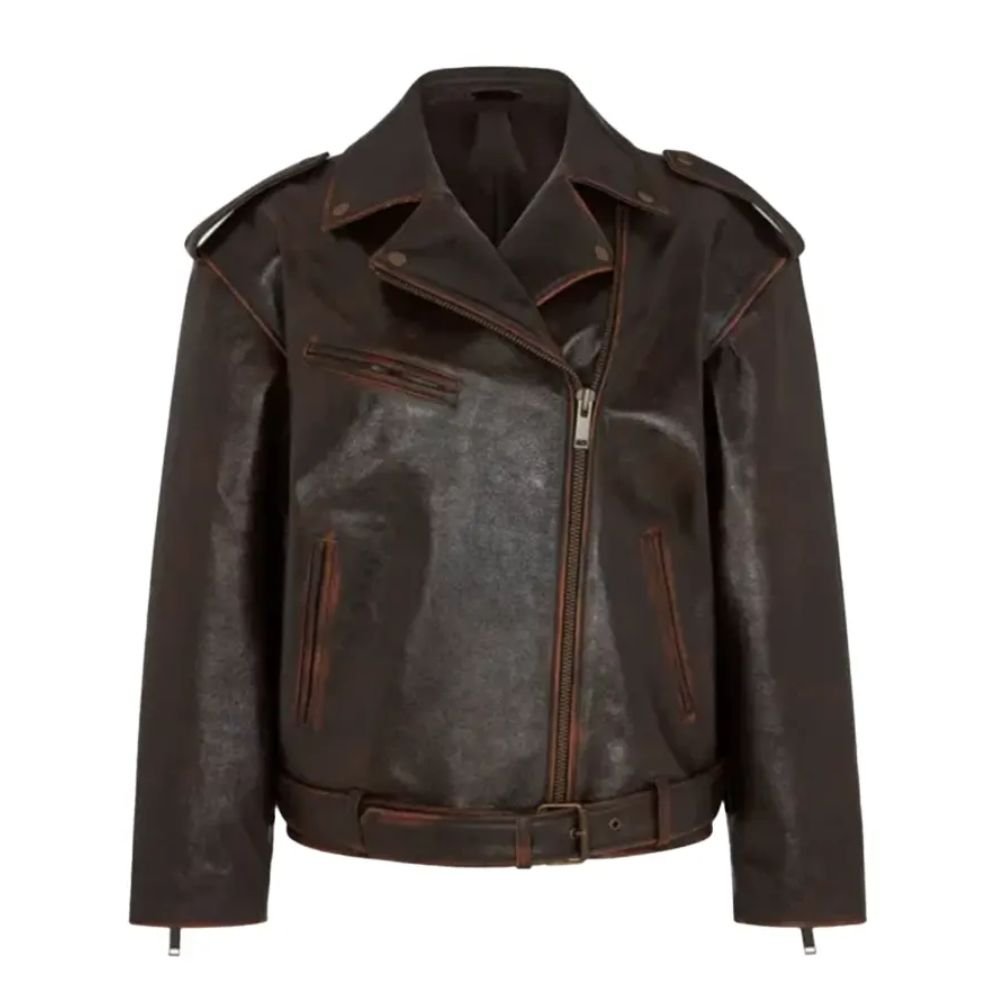 Women Dark Brown Biker Leather Jacket