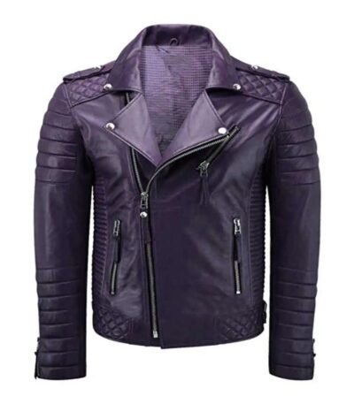 Women Quilted Purple Leather Jacket