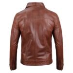 Mens Cognac Trucker Brown Leather Jacket