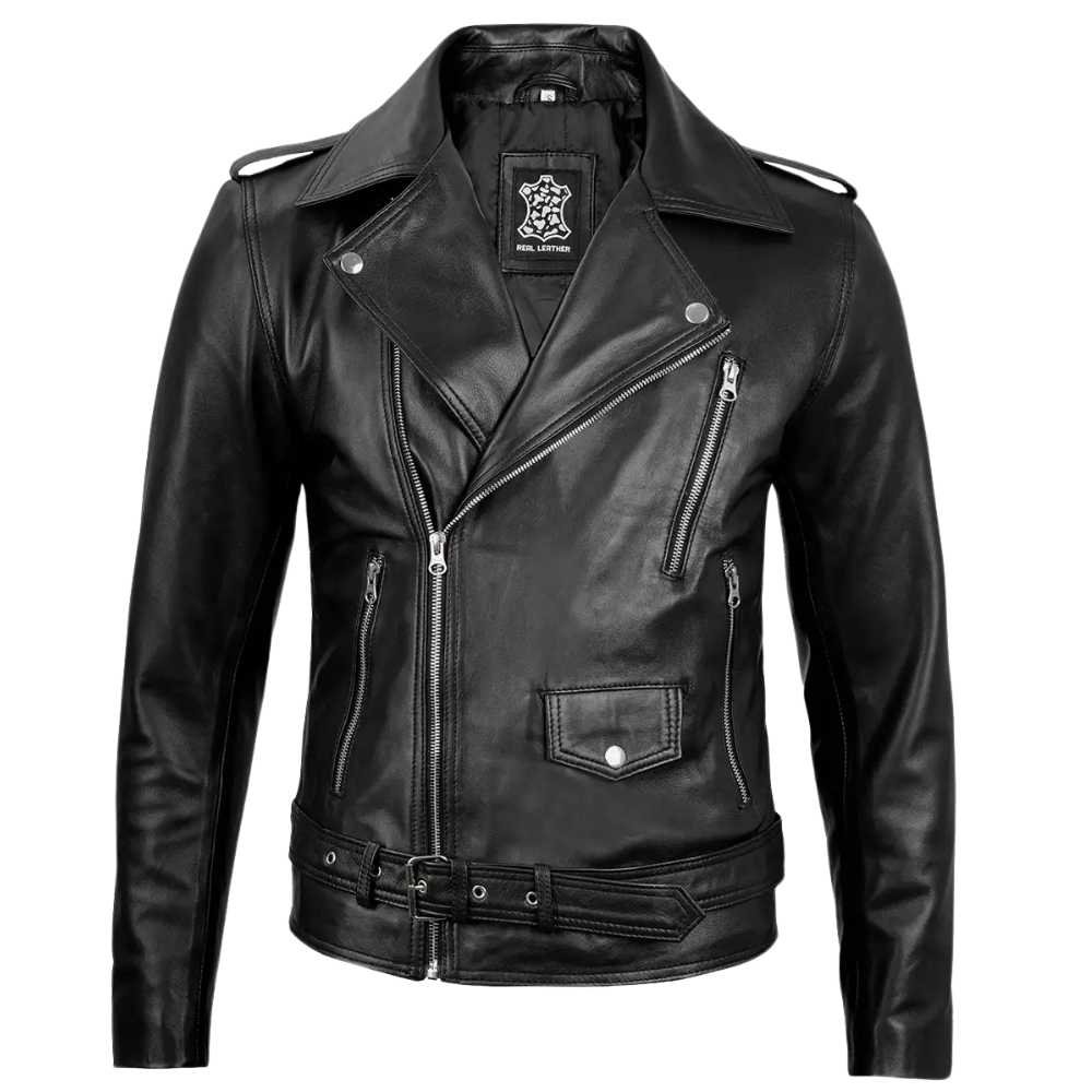 Men's Black Asymmetrical Motorcycle Leather Jacket