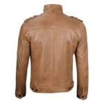 Mens Camel Brown Biker Leather Jacket