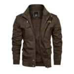 Mens Casual Thicken Multi-Pocket Coffee Bomber Jacket