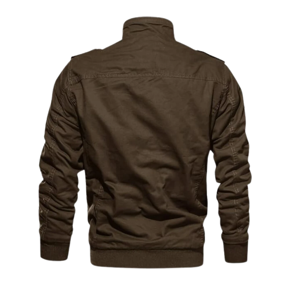 Mens Casual Thicken Multi-Pocket Coffee Bomber Jacket
