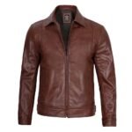 Men's Harrington Brown Real Leather Jacket