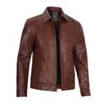 Men's Harrington Brown Real Leather Jacket