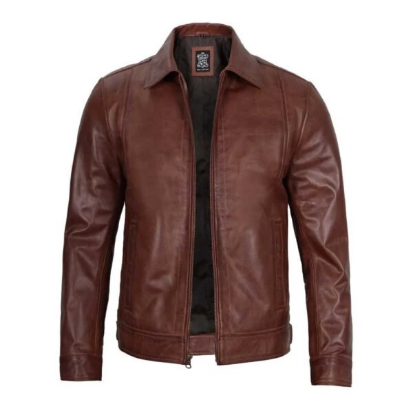 Men's Harrington Brown Real Leather Jacket