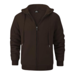 Mens Heavyweight Full Zip Up All Brown Hoodie