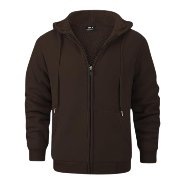 Mens Heavyweight Full Zip Up All Brown Hoodie