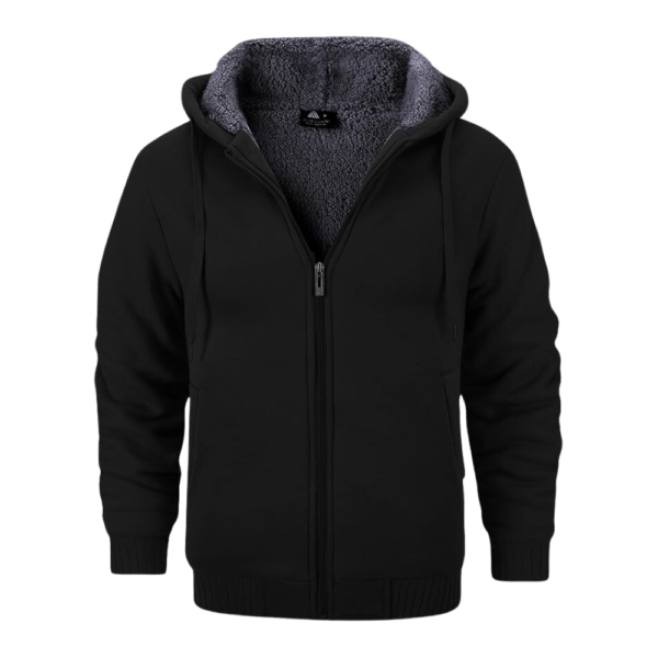 Mens Heavyweight Full Zip Up Black Hoodie