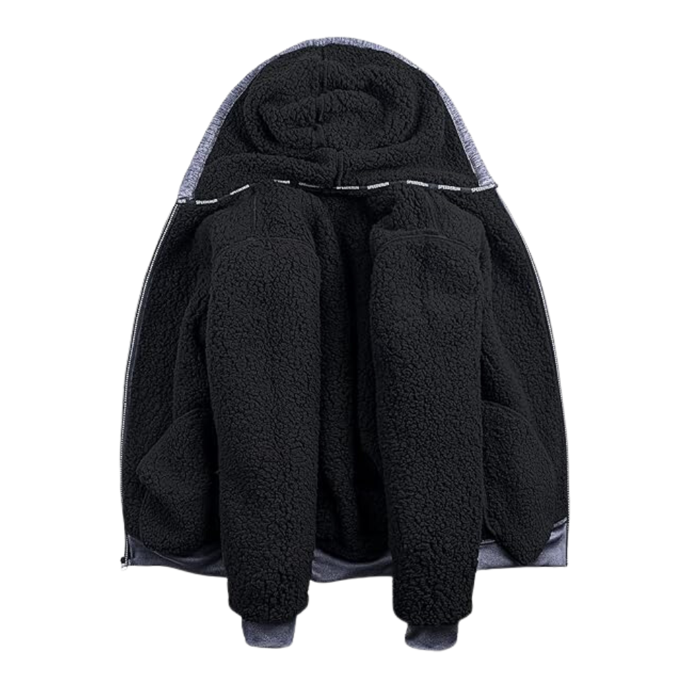 Mens Heavyweight Full Zip Up Heather Grey Hoodie