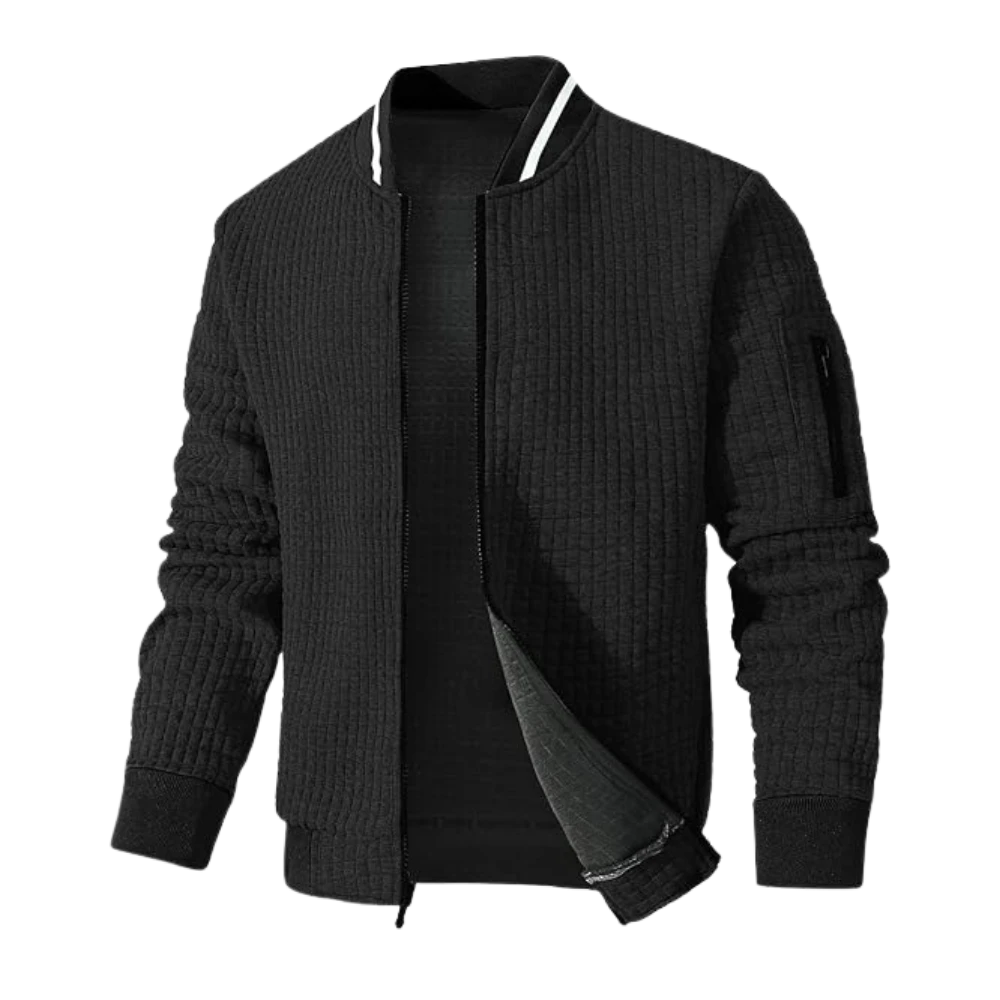 Mens Lightweight Casual Bomber Black Varsity Jacket