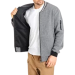 Mens Lightweight Casual Bomber Grey Varsity Jacket