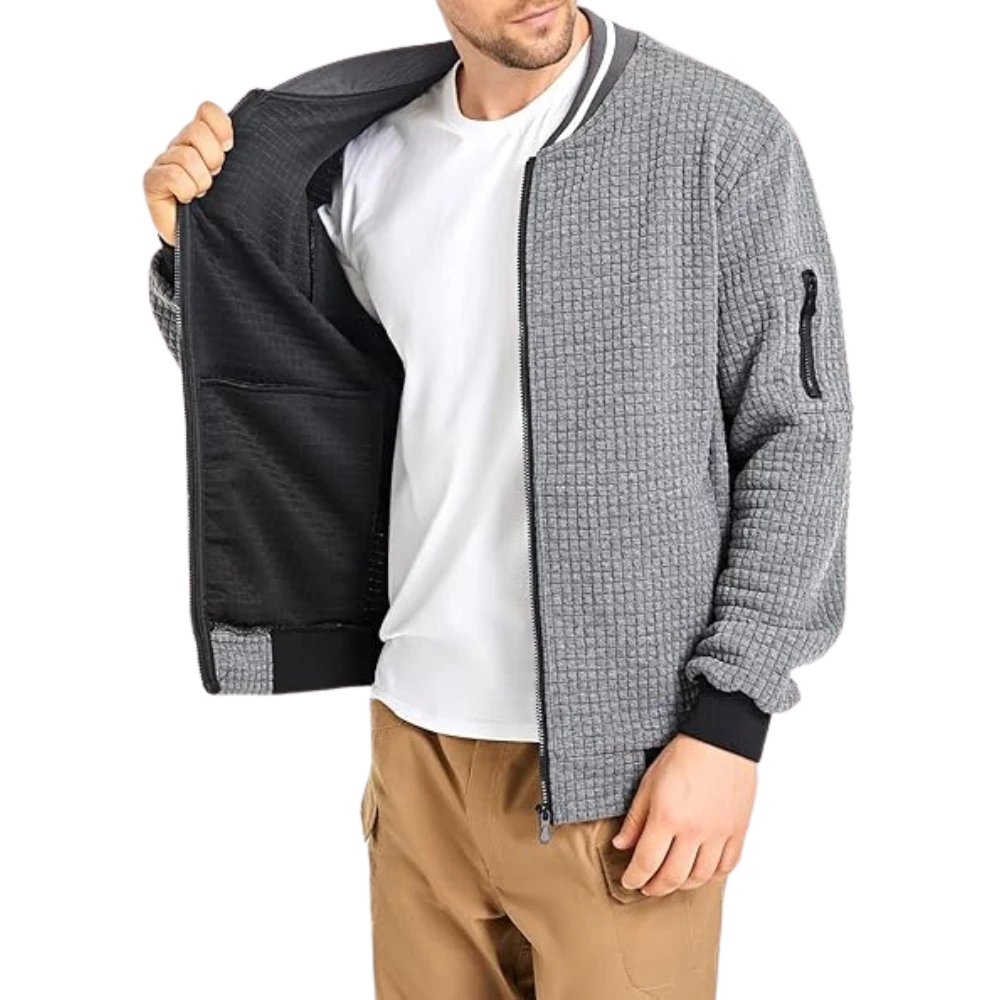 Mens Lightweight Casual Bomber Grey Varsity Jacket