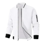 Mens Lightweight Casual Bomber White Varsity Jacket