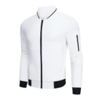 Mens Lightweight Casual Bomber White Varsity Jacket