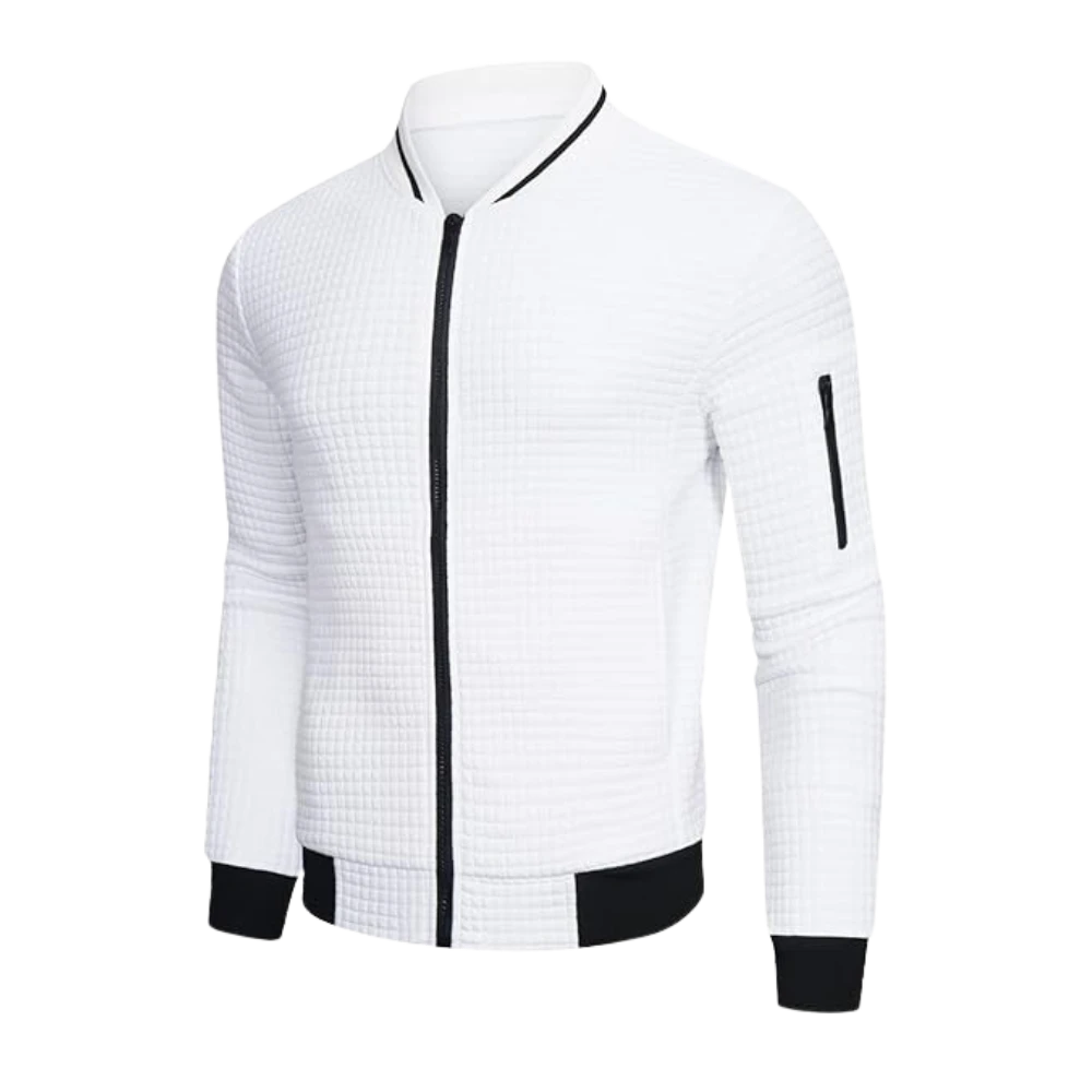 Mens Lightweight Casual Bomber White Varsity Jacket