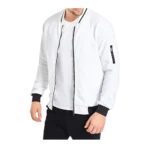 Mens Lightweight Casual Bomber White Varsity Jacket