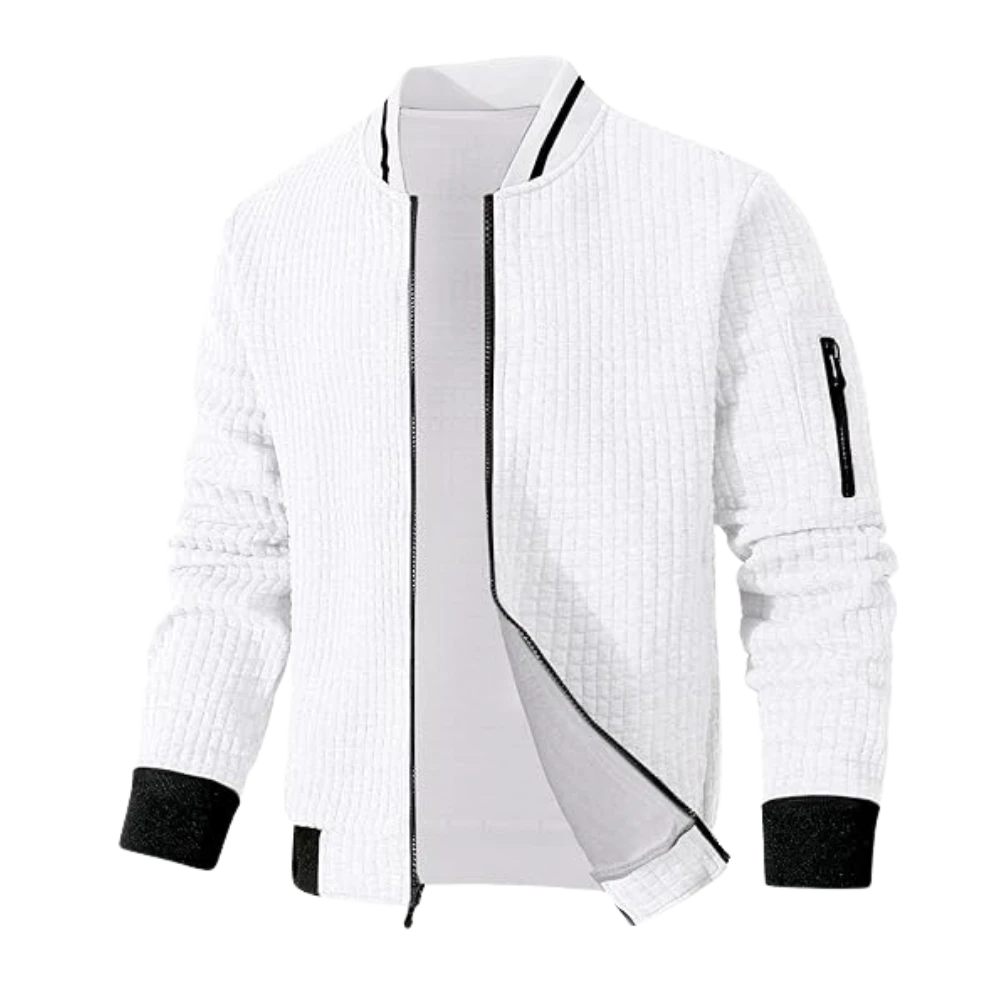 Mens Lightweight Casual Bomber White Varsity Jacket