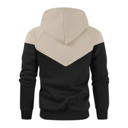 Mens Midweight Fleece Pullover Beige Black Hoodie