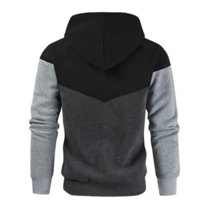 Mens Midweight Fleece Pullover Black Dark Grey Hoodie